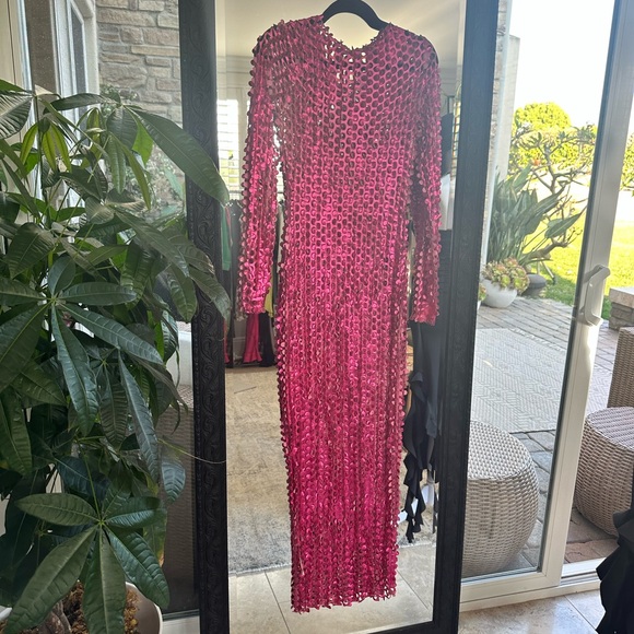 Hana Metallic Pink Maxi Dress size M - Picture 2 of 6